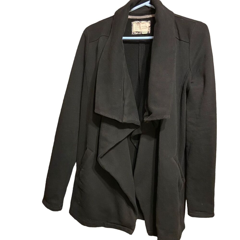 #7791 Saturday Sunday Womens Black size M Knit jacket shawl collar zipper neck